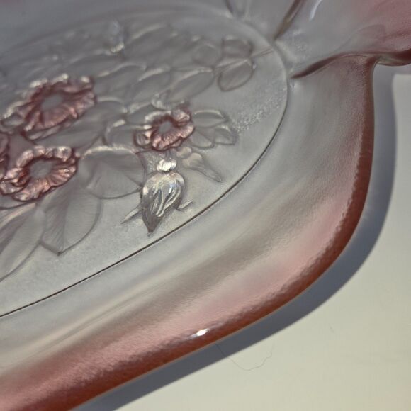 MIKASA Rosella Oval Canape Serving Platter 16" Walther Crystal Pink Rose Ruffled - Picture 5 of 16